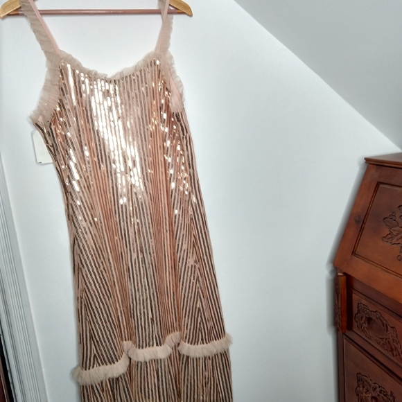 Ruffle Trim Sequined Midi Dress - Picture 6 of 11